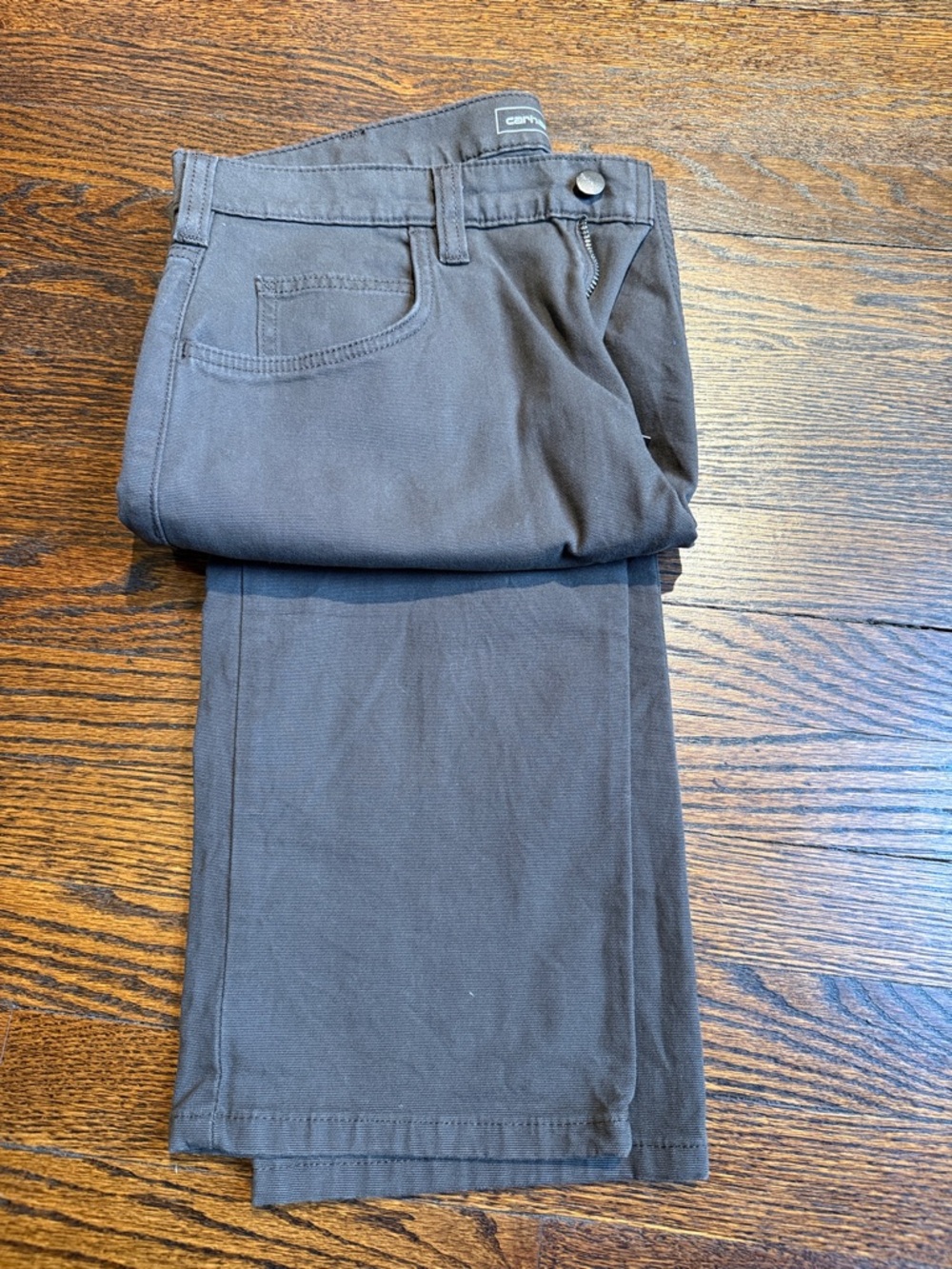 Carhartt Dark Brown Work Pants with Back Pocket Logo